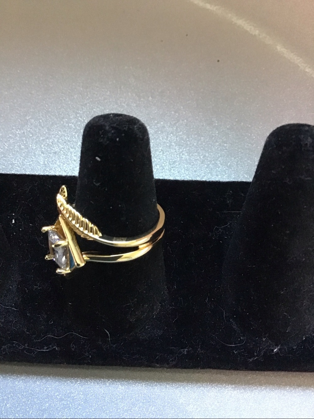 Gold Tone Turquoise Accent Square CZ Ring - Women Jewelry - Picture 7 of 9